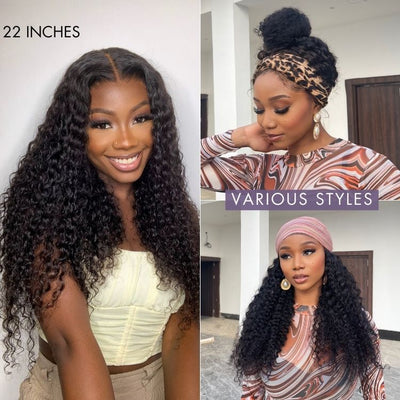 Deep Wave 4x4 Closure Lace Glueless Mid Part Long Curly Wig 100% Human Hair transparent lace