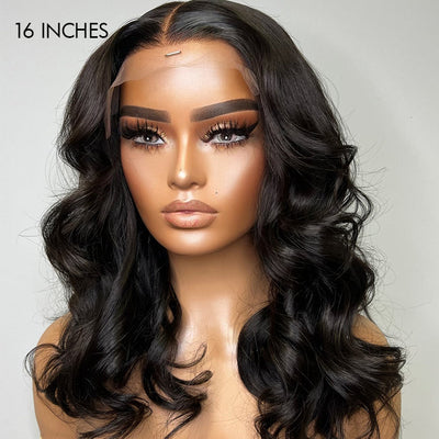 Gorgeous Natural Black Loose Wave 5x5 Closure Lace Glueless Short Wig 100% Human Hair |