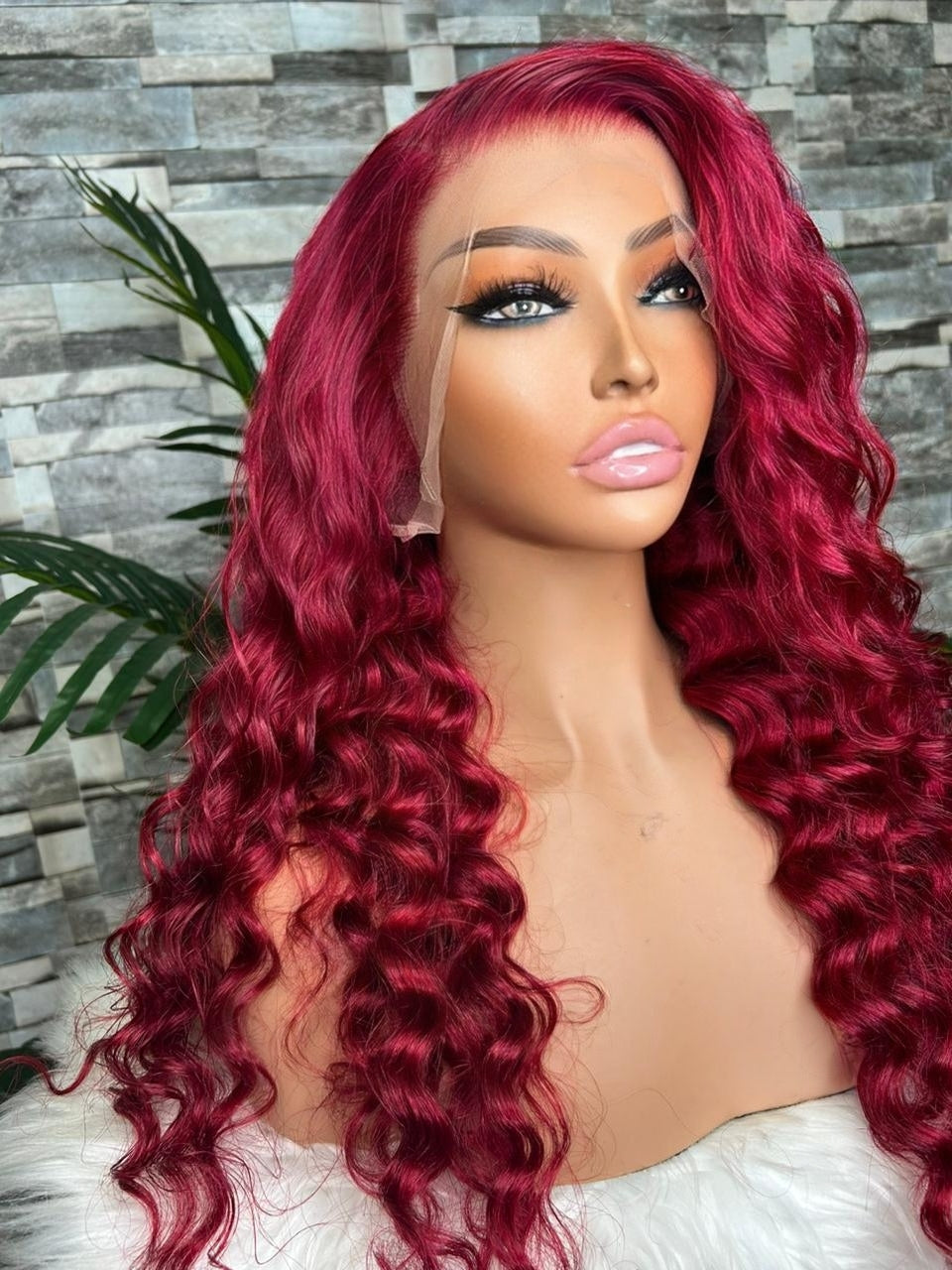 Red wine 13x4 frontal wig loose wavy
