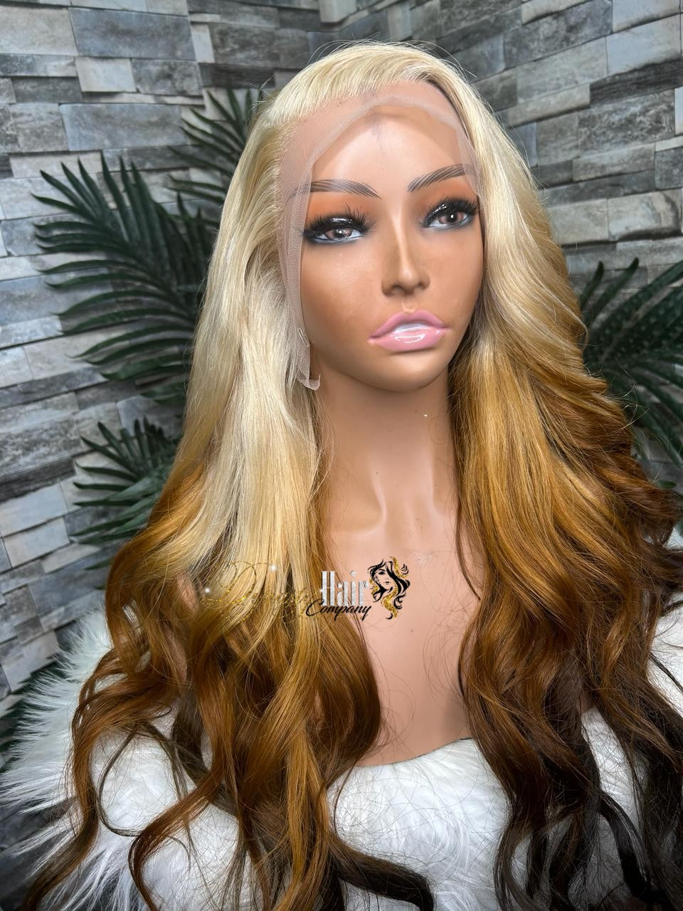 Ebony blond frontal custom colored wig