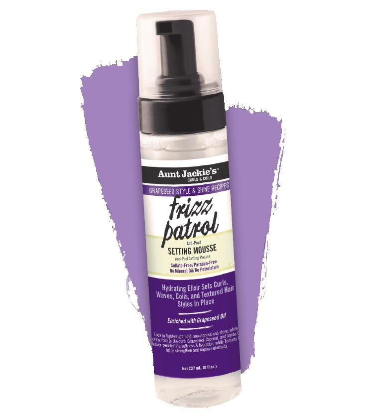 AUNT JACKIES GRAPESEED FRIZZ PATROL ANTI-POOF TWIST & CURL SETTING MOUSSE 8.5OZ