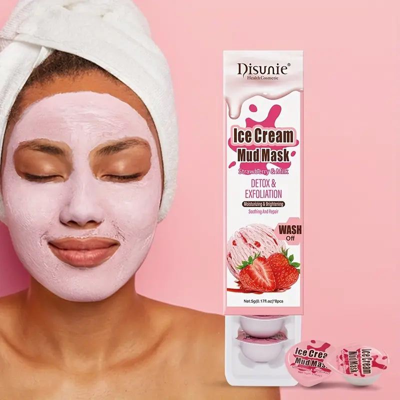 Strawberry Milk Mud Facial Mask - Hydrating and Nourishing Daily Skin Care Treatment