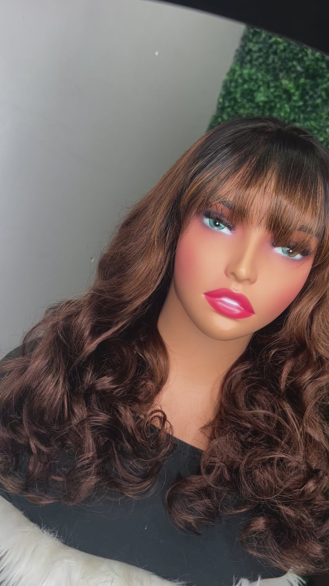 Bang lace too highlights virgin hair wig 16”